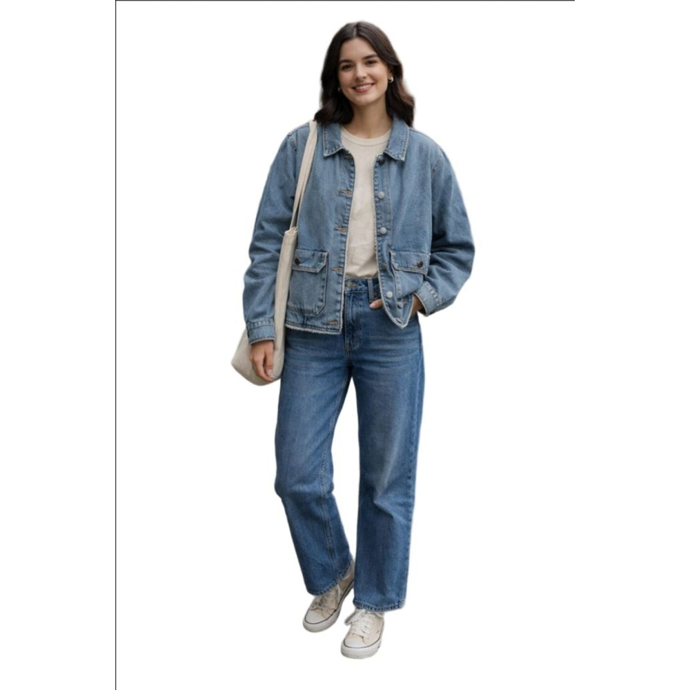 Women's Woolrich Blue Sherpa Lined Jean Jacket XL